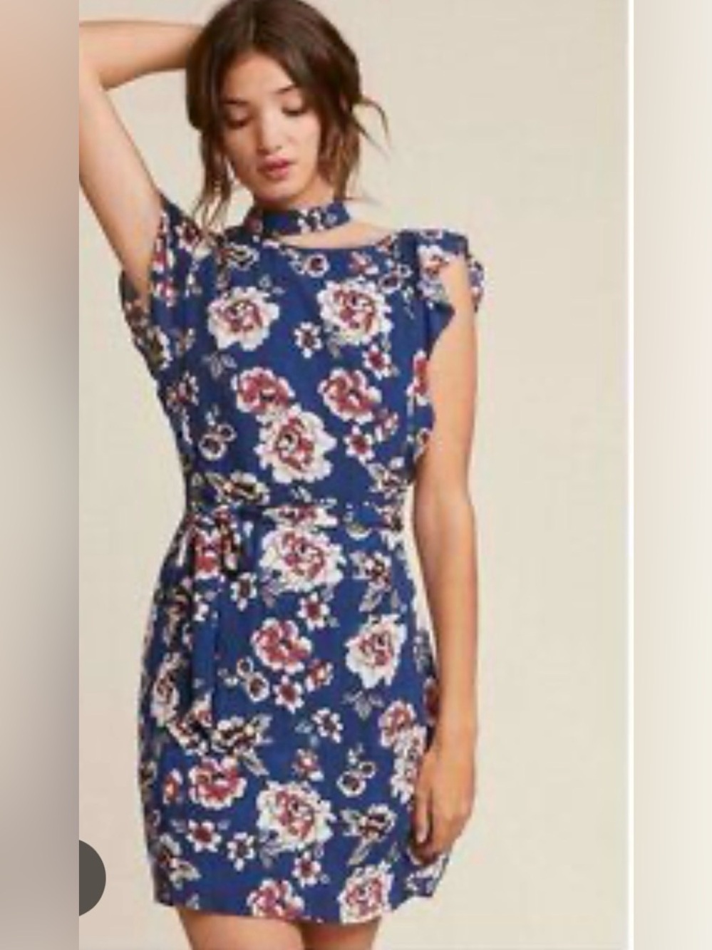 New Jack by BB Dakota Blue Floral Ruffle Shoulder Mini Dress SZ 2